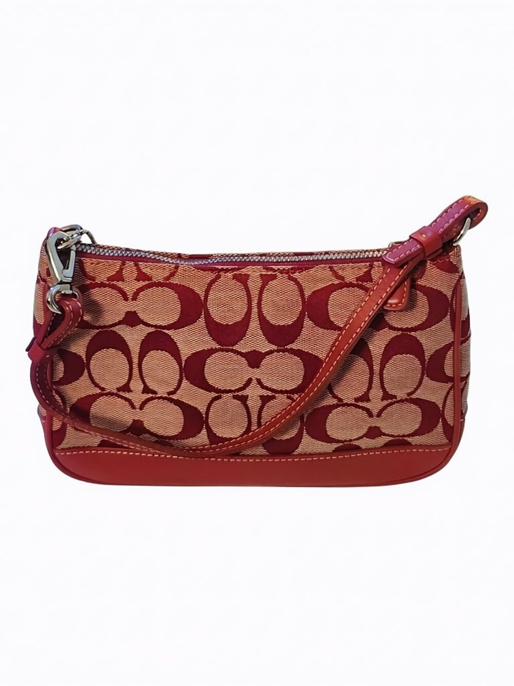 Vintage Coach 6094 Red Signature Jacquard Mini Shoulder Bag Y2K